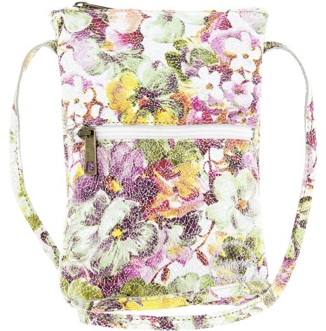 Citybag pastellblommig i skinn med blommigt foder