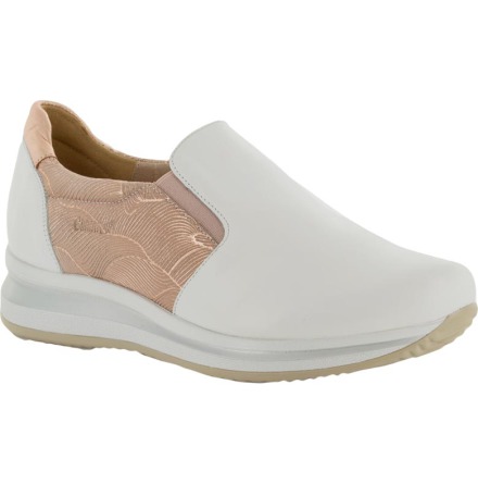 Irja vit/rosa sportig loafer i skinn