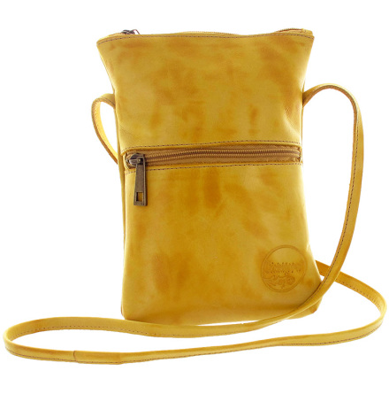 Citybag gul i skinn med blommigt foder