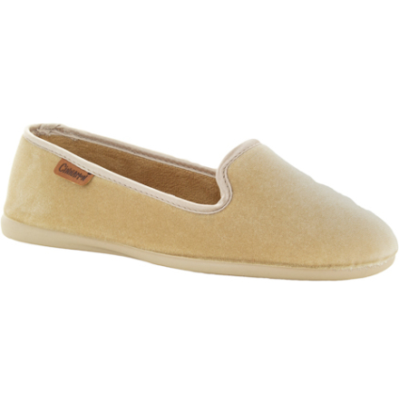 Emmy lattebeige sammetstoffel loafermodell