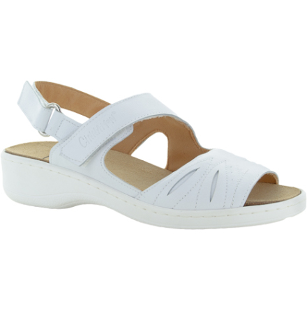 Janina vit sandal skinn med Suaflex