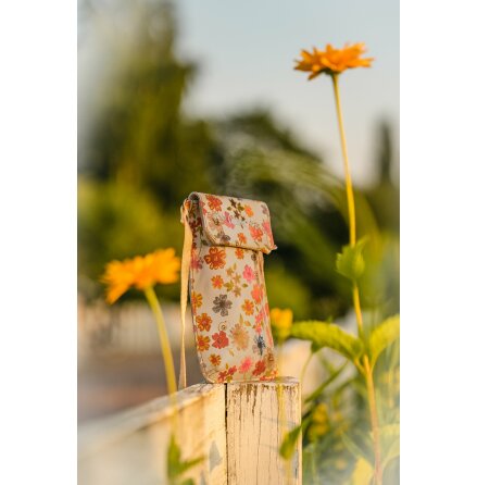 Mobilväska blommig med justerbar rem och kortficka