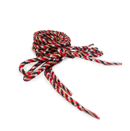 Skosnören, tricolor reflex 120cm beige, röd, svart