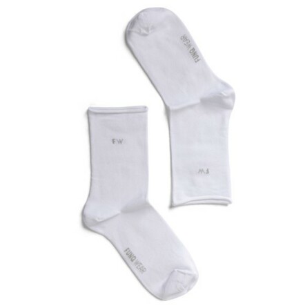 Funqwear bambustrumpor med rullkant vit