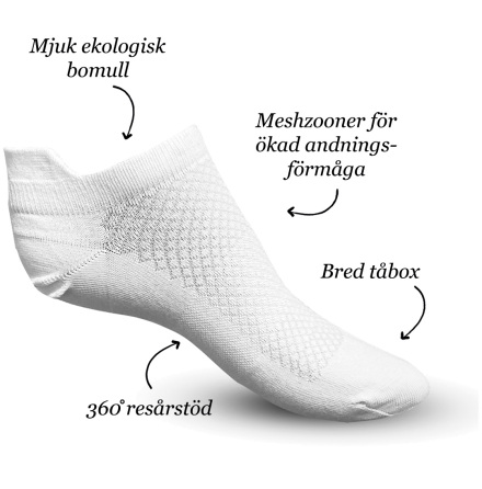 Ankelstrumpa med bred t vit