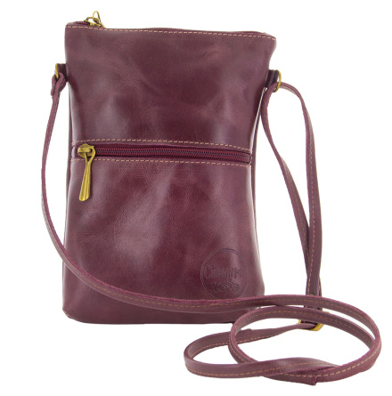 Citybag aubergine i skinn med blommigt foder