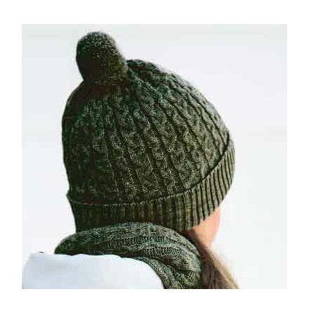 Stickad mssa khaki med tofs