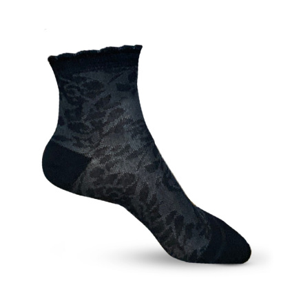 Funqwear Bambustrumpa med spetskant svart