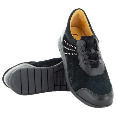 Solveig svart  - kardborresko i skinn f�r dam