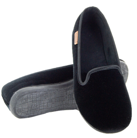 Emmy svart  - sammetstoffel i inneskomodell