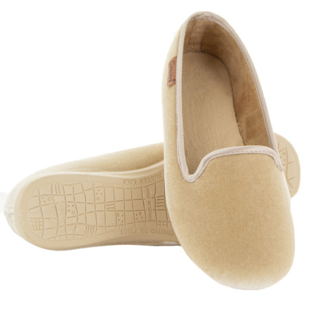 Emmy lattebeige  - sammetstoffel i inneskomodell