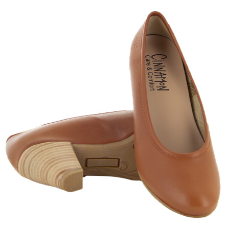 Gun konjak  - pumps i skinn