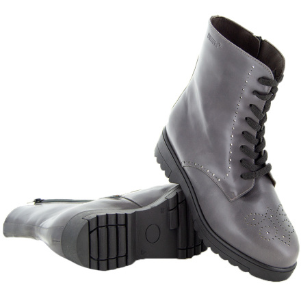 Penny gr�  - damk�nga med broguem�nster i skinn