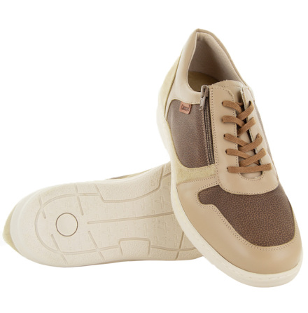 Hugo beige - herrskor i skinn med dragkedja och sn�rning