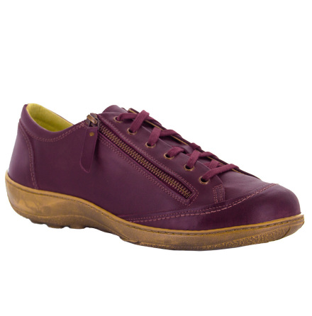 Tobias aubergine  - sko i skinn med dragkedja och sn�rning