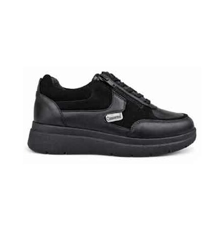 Nora svart - extra bred sneaker med sn�rning och dragkedja