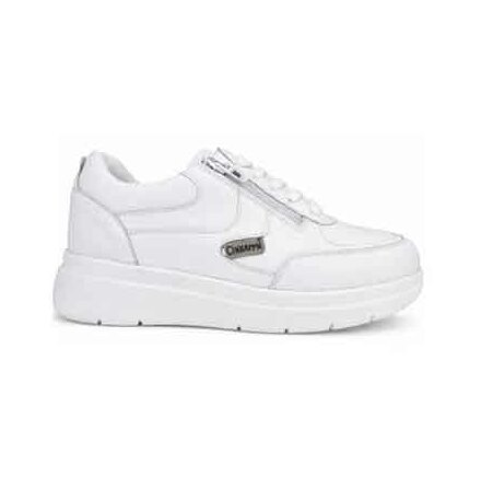 Nora vit - extra bred sneaker med sn�rning och dragkedja