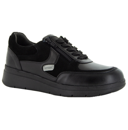 Nora svart - extra bred sneaker med sn�rning och dragkedja