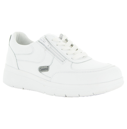 Nora vit - extra bred sneaker med sn�rning och dragkedja