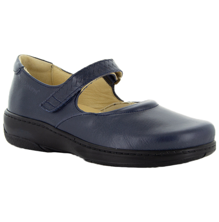 Susanne marinbl�  - breda och l�tta ballerinor i skinn med mjuk framdel