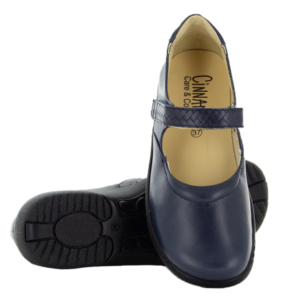 Susanne marinbl�  - breda och l�tta ballerinor i skinn med mjuk framdel