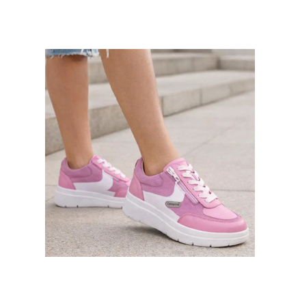 F�RBEST�LL Nora rosa - extra bred sneaker med sn�rning och dragkedja