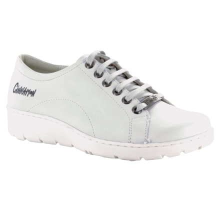 Katie vit  - breda skinnfodrade sn�rskor f�r dam