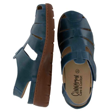 Karin marin - bred fiskarsandal i skinn med uttagbara innersulor