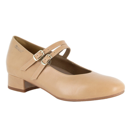 Astrid beige - pumps med l�g klack i skinn med uttagbara innersulor