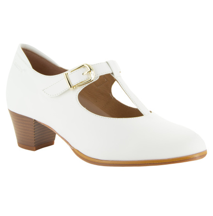 Fiona vit  - breda pumps i skinn med uttagbara innersulor