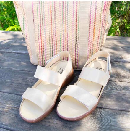 Polly beige - extra bred skinnsandal f�r dam med uttagbar innersula