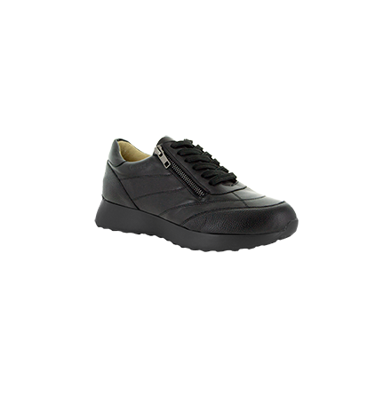 Ulrika svart med svart sula - sneaker i skinn f�r dam med h�g komfort 