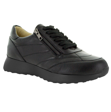 Ulrika svart med svart sula - sneaker i skinn f�r dam med h�g komfort 