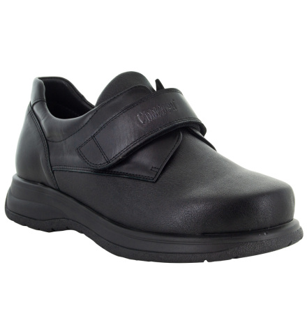 Svante svart  - extra bred kardborresko med stretch fram f�r �mma f�tter