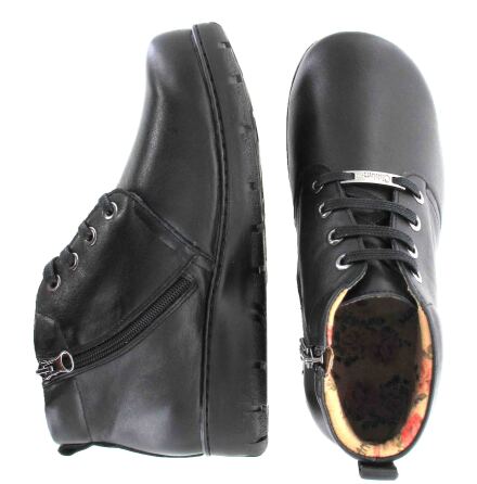 Peggy svart  - extra breda skinnk�ngor med dragkedja och bred t�box