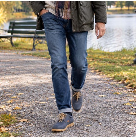 Edwin marinbl�  - extra bred herrsko i skinn med uttagbara innersulor