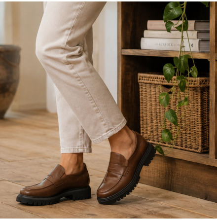 Elsie brun  - stils�ker loafer i skinn