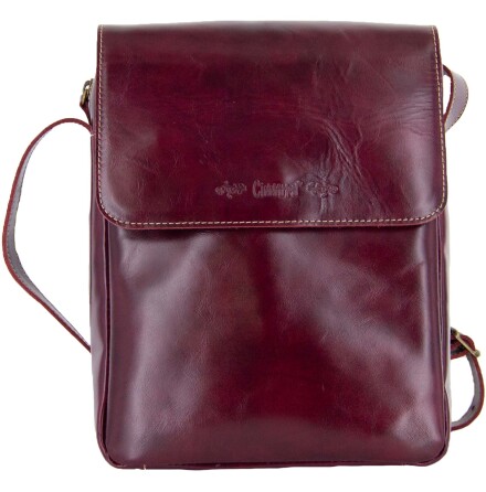 V�ska med lock 232 aubergine i �kta skinn och axelrem