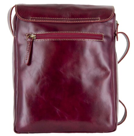 V�ska med lock 232 aubergine i �kta skinn och axelrem